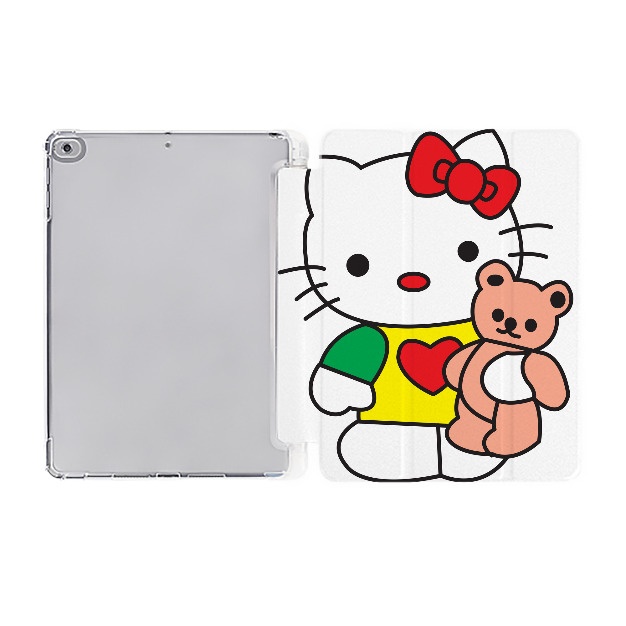 （画像用） Hello Kitty ハローキティ IPad ケース ペン収納付き 三つ折りスタンド PUレザー×シリコン 対応機種9.5/10.5/10.9インチ
